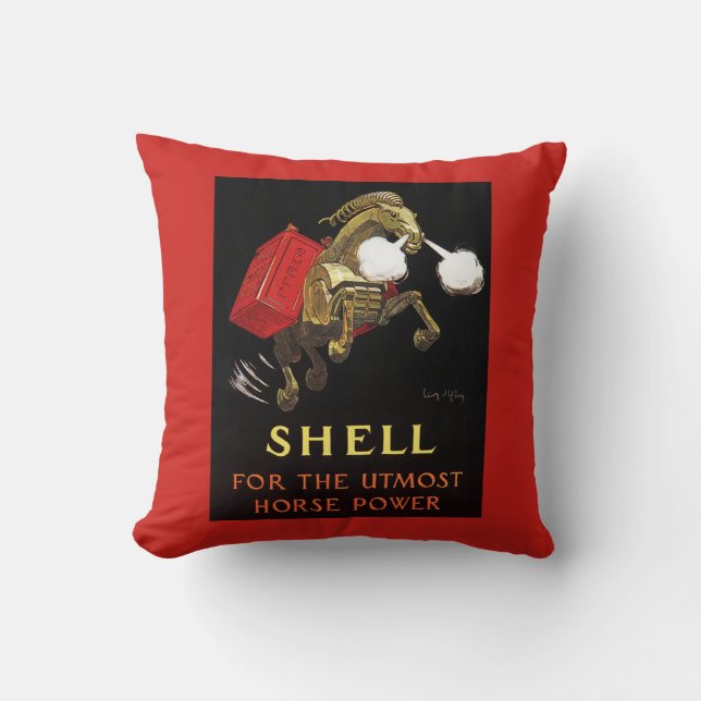 Mechanical Horse with Shell Oil Throw Pillow (Front)