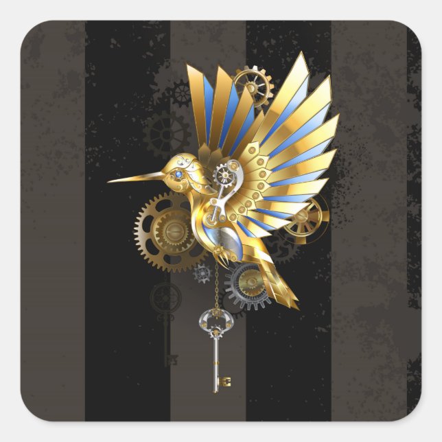 Mechanical Hummingbird Square Sticker (Front)