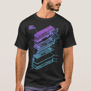 Mechanical Keyboard Patent Drawing Graphic Design  T-Shirt