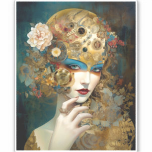 Mechanical Lady Robotic Fantasy Sci-Fi Sticker