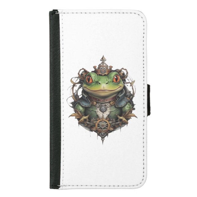 "Mechanical Leap: The Steampunk Green Frog" Samsung Galaxy Wallet Case (Front)