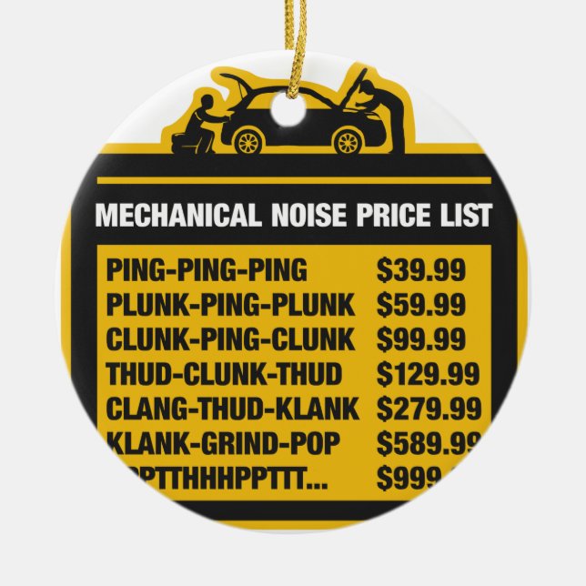 Mechanical Noise Price List Ceramic Ornament (Front)