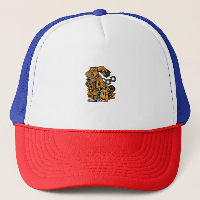 Mechanical rabbit machine, a super rabbit  trucker hat (Front)