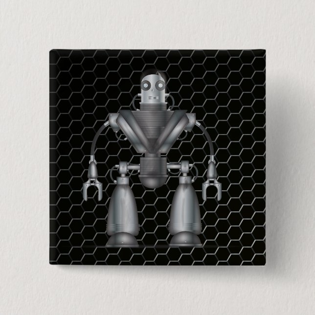 Mechanical Robot Cartoon Button (Front)
