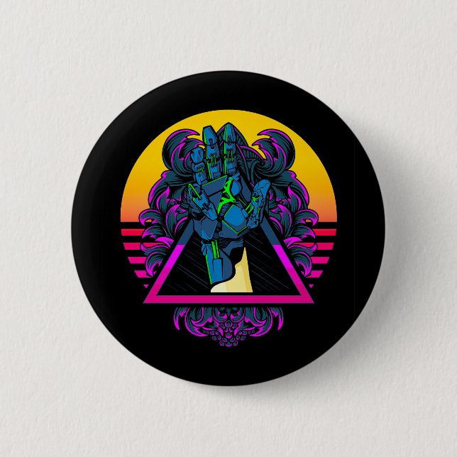 Mechanical Robotic Hand Modern Artwork | Button (Front)