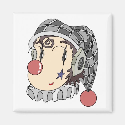 Mechanical "romantic clown" with a lovely smile. magnet