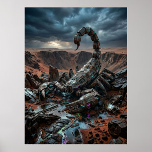 Mechanical Scorpion Desert Ruin Poster