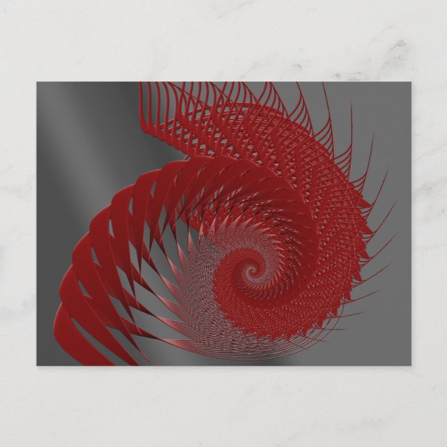 Mechanical Shell. Red and Gray Digital Art. Postcard (Front)