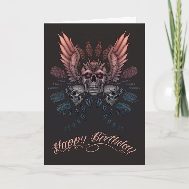 Mechanical Skull Birthday Card (Front)