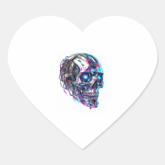 Mechanical Skull Matrix Heart Sticker (Front)