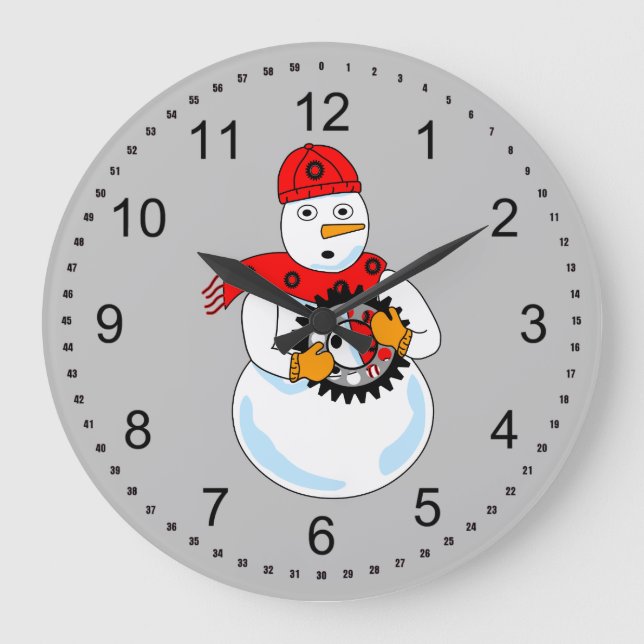 Mechanical Snowman Large Clock (Front)
