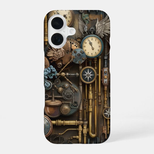 Mechanical Steampunk Elegance in Motion iPhone Case (Back)