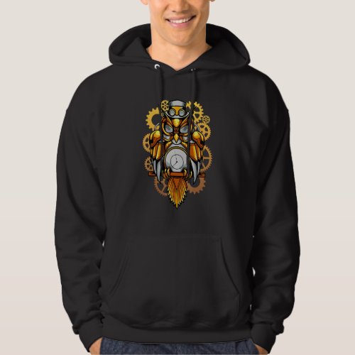 Mechanical Steampunk Owl _ Retro Futuristic Gear Hoodie