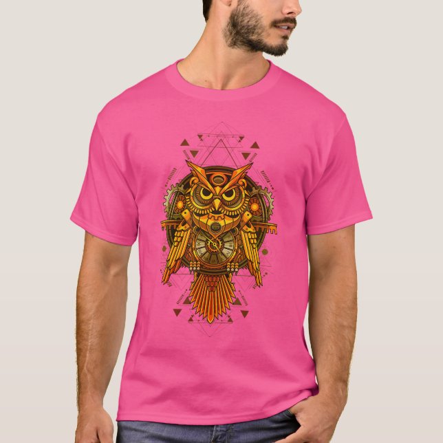Mechanical Steampunk Owl. T-Shirt (Front)