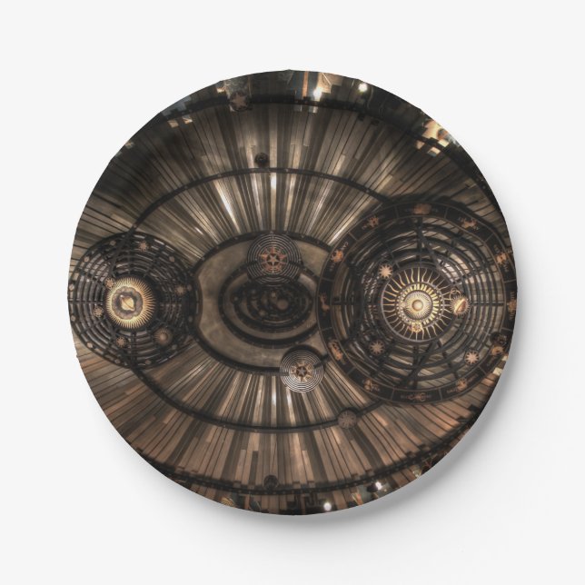 Mechanical Steampunk Zodiac Constellations Paper Plates (Front)