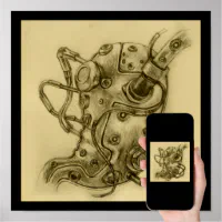 Mechanical Stomach Anatomy Steampunk Print Drawing | Zazzle