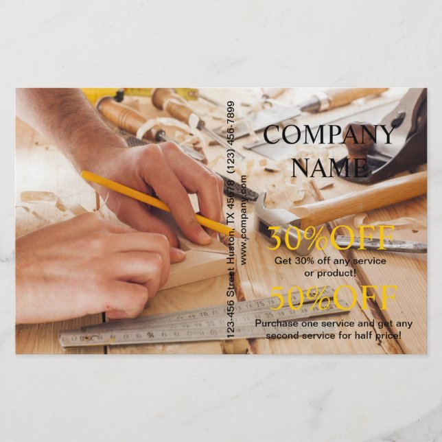 Mechanical Tools Construction Carpentry carpenter Flyer (Front)