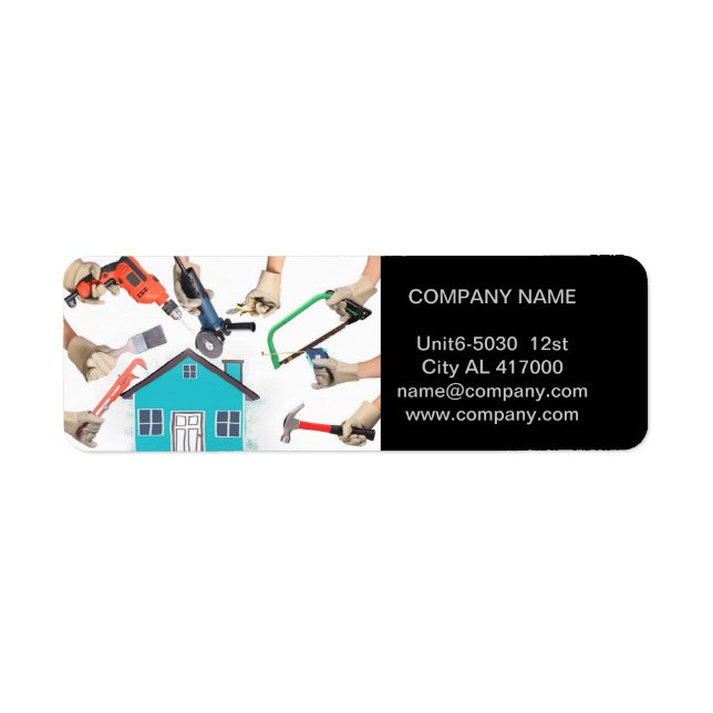 Mechanical Tools Handyman Carpentry Construction Label (Front)