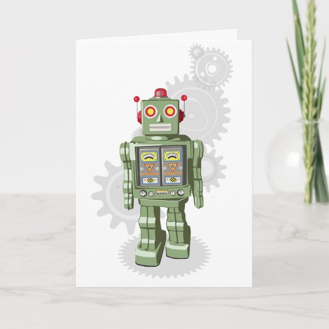 Mechanical Toy Robot Birthday Card (Front)