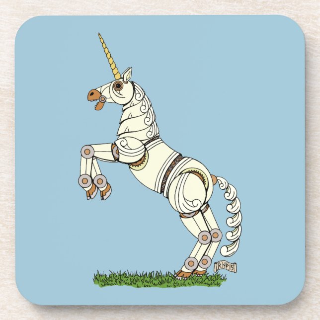 Mechanical Unicorn Beverage Coaster (Front)