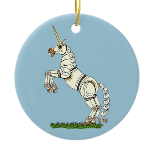 Mechanical Unicorn Ceramic Ornament