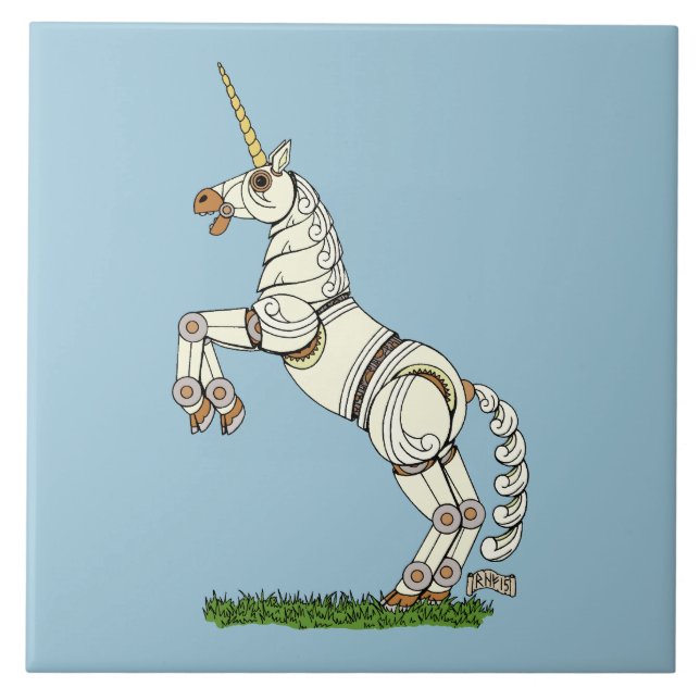 Mechanical Unicorn Ceramic Tile (Front)