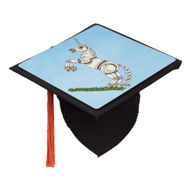 Mechanical Unicorn Graduation Cap Topper (Angled)
