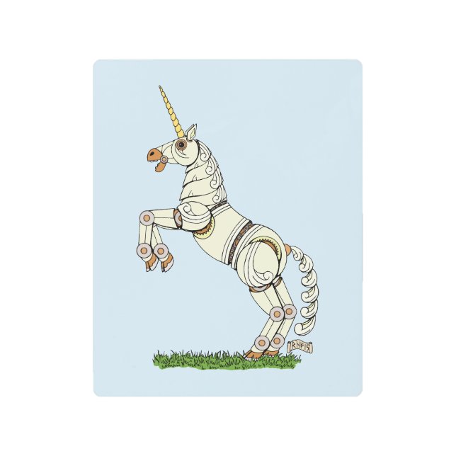 Mechanical Unicorn Metal Print (Front)