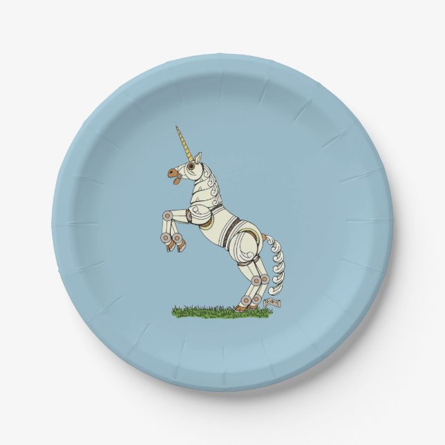 Mechanical Unicorn Paper Plates (Front)