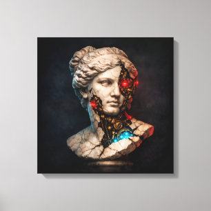 Mechanical Venus: Cyberpunk Statue Art Canvas Print