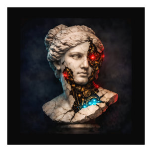 Mechanical Venus: Cyberpunk Statue Art Photo Print