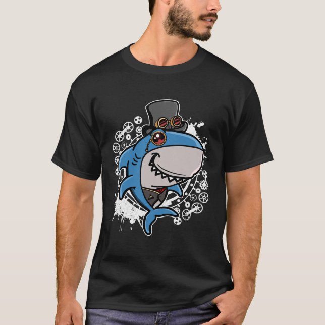Mechanical Victorian Steampunk Shark T-Shirt (Front)