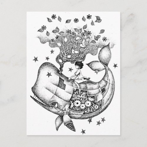 Mechanical whale postcard
