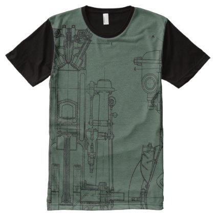 Mechanichal Drawing Blueprint Engineer Engineering All-Over-Print Shirt