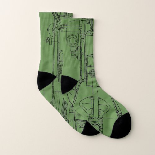 Mechanichal Drawing Blueprint Engineer Engineering Socks