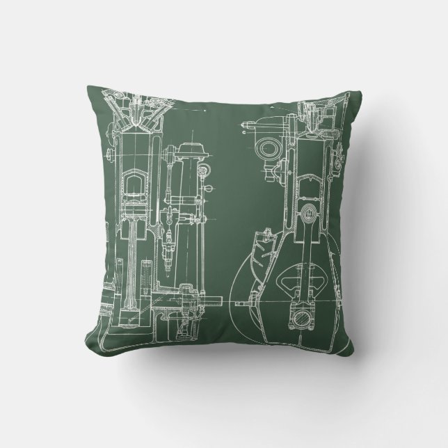 Mechanichal Drawing Blueprint Engineer Engineering Throw Pillow (Front)