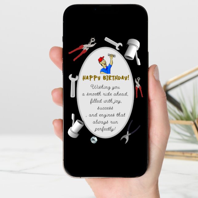 Mechanic's birthday  card (Front Digital)