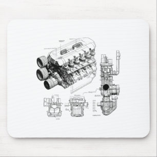 Mechanics Car Enthusiast Men Engine Eces  Mouse Pad