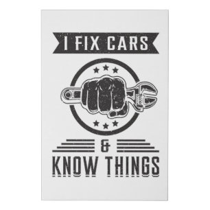 Mechanics Car Mechanic Engine Garage Funny Gift Faux Canvas Print