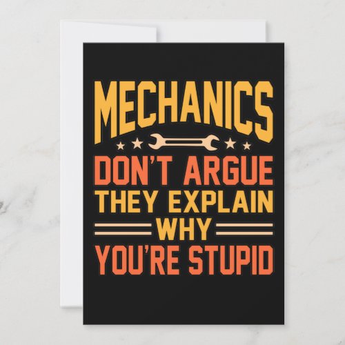 Mechanics Dont Argue Car Auto Mechanic Work Lover Thank You Card