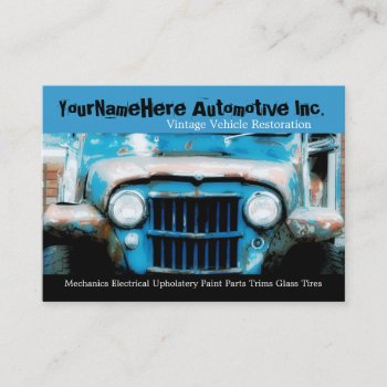 Mechanics Repair Shop With Closeup Wreck Car Business Card by CountryCorner at Zazzle