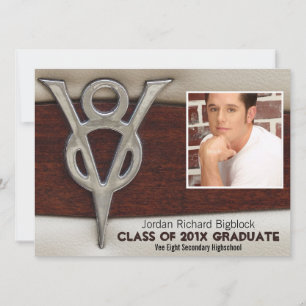 Mechanics Student V8 Emblem Photo Grad Invitation