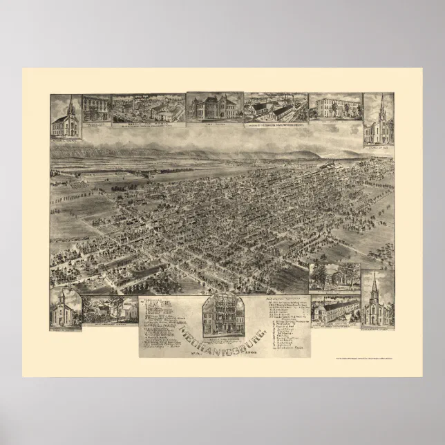 Mechanicsburg, PA Panoramic Map - 1903 Poster | Zazzle