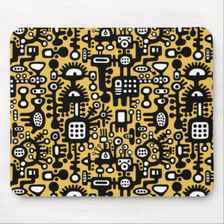 Mechanoid World - Black and White with Amber Mouse Pad