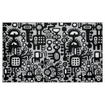 Mechanoid World - Black and White with Gray c6cbcc Fabric