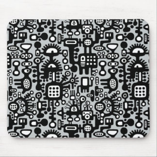 Mechanoid World - Black and White with Gray c6cbcc Mouse Pad