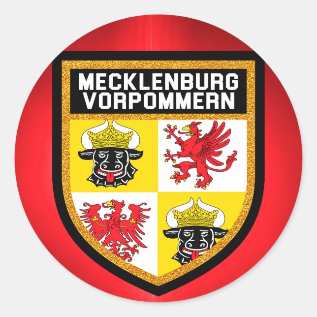 Mecklenburg-Vorpommern Flag Classic Round Sticker (Front)