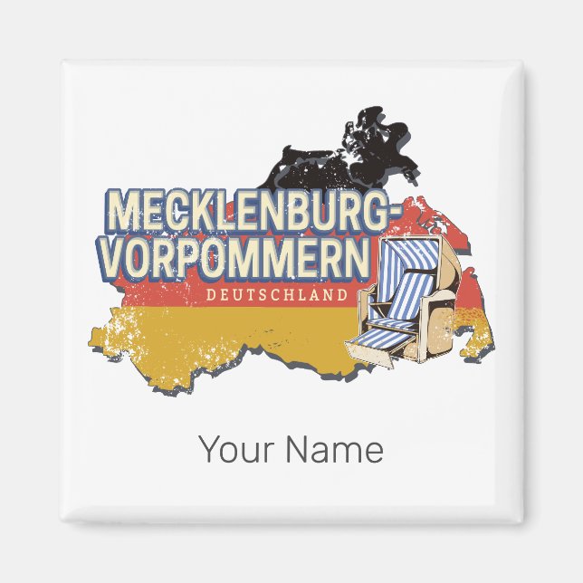 Mecklenburg-Western Pomerania Vinateg Map Germany Magnet (Front)