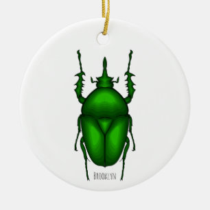 Mecynorhina torquata bug cartoon illustration ceramic ornament