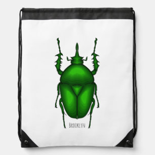 Mecynorhina torquata bug cartoon illustration drawstring bag